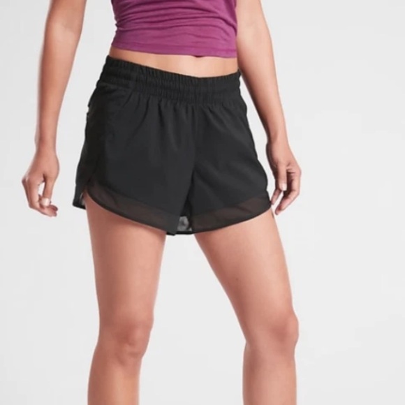 ATHLETA Mesh Racer Run Short 4" Black Running Shorts w/ Liner XL - Picture 1 of 3